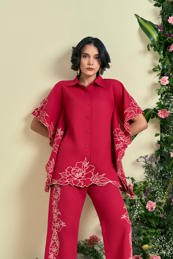 Origani Red Jardin Kaftan Set