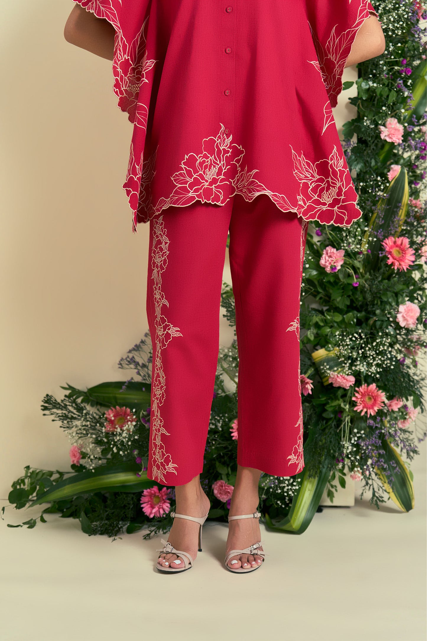 Origani Red Jardin Kaftan Set
