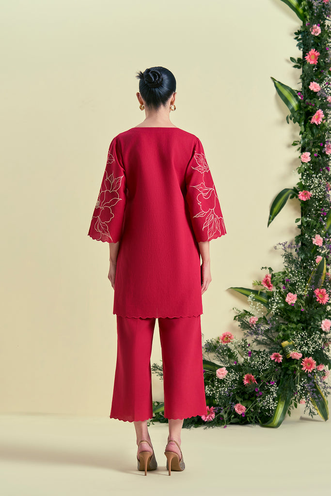 Origani Red Nira Tunic Set
