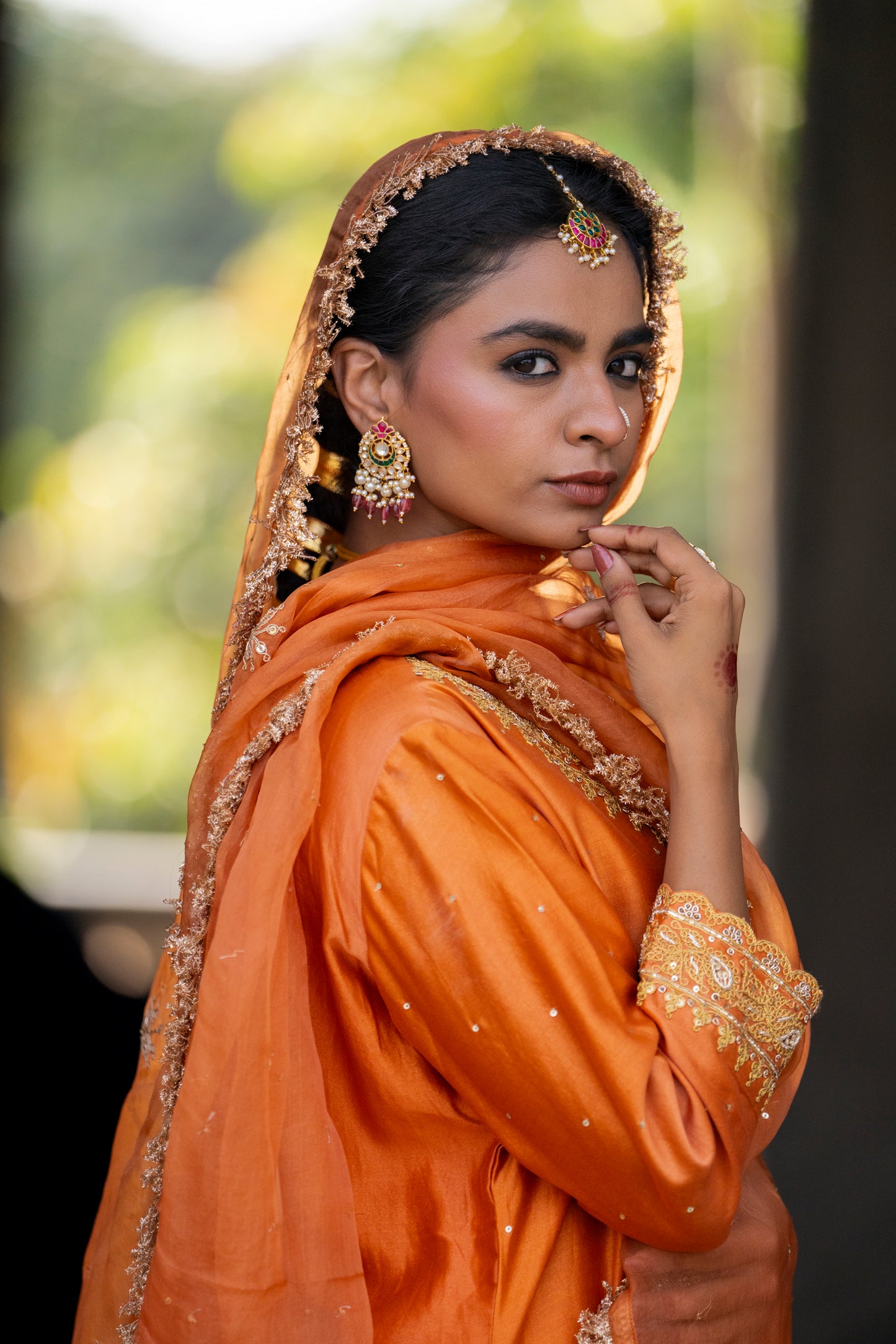 Orange Silk Kurta Set with Heavy Dori and Dabka Work