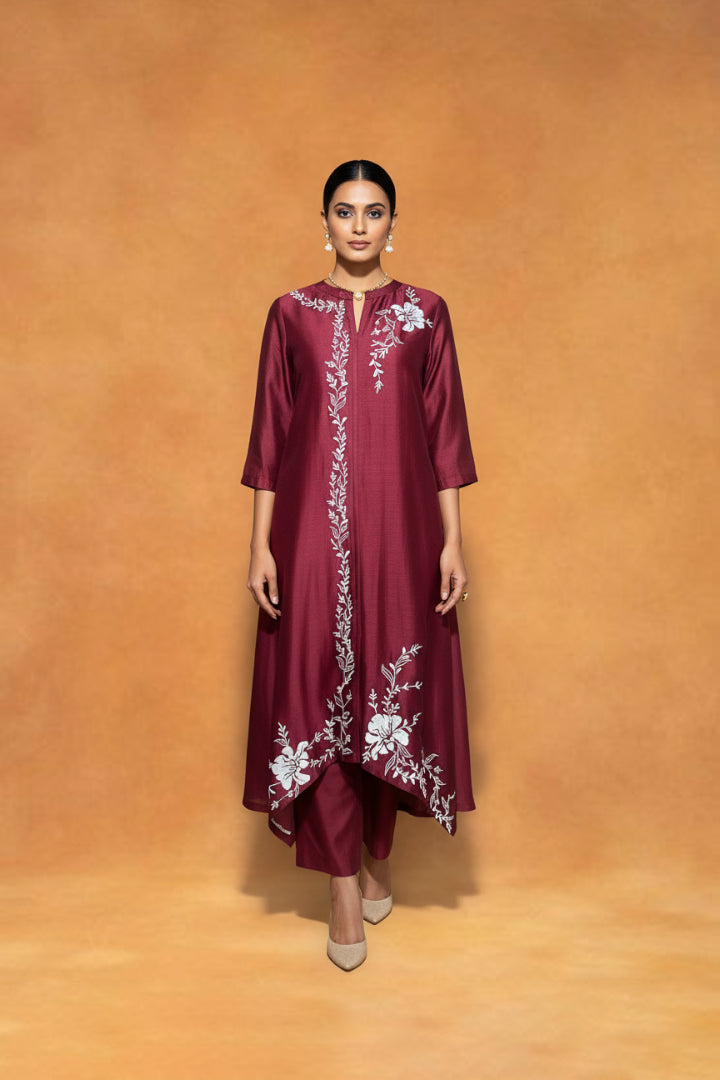 Origani Maroon Mirage Suit set