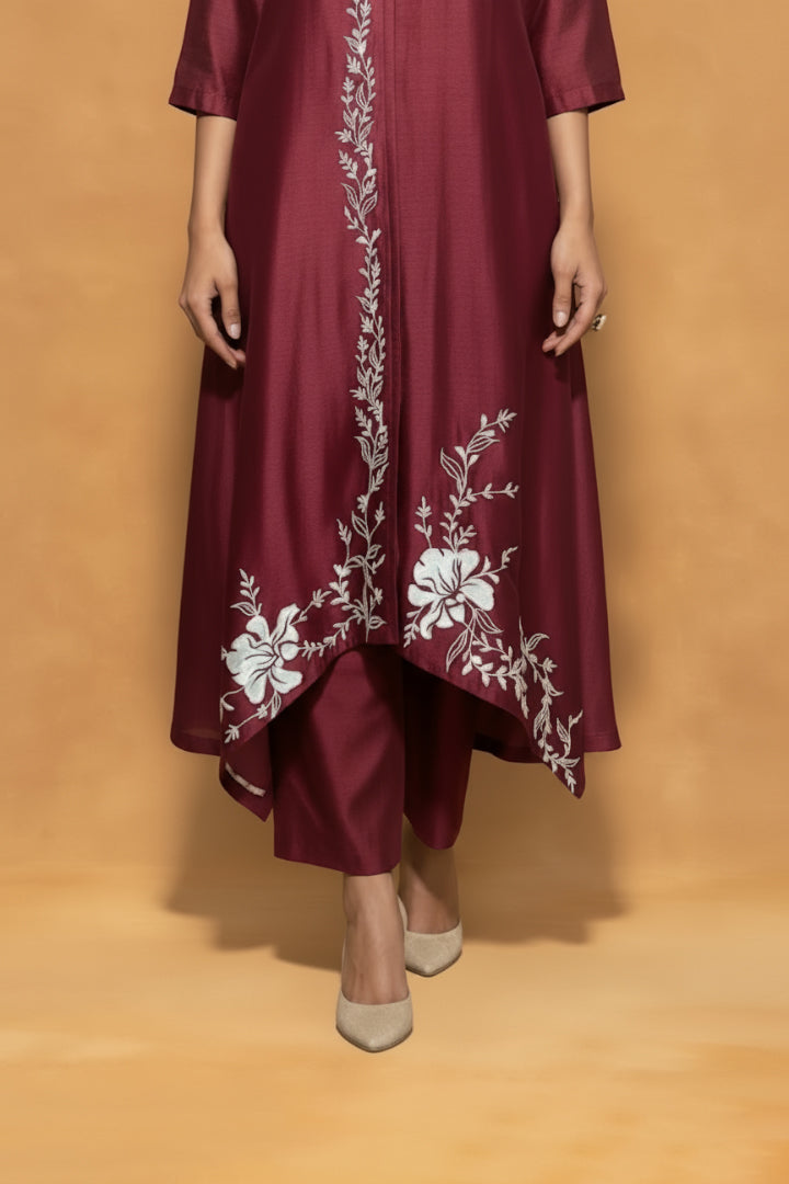 Origani Maroon Mirage Suit set