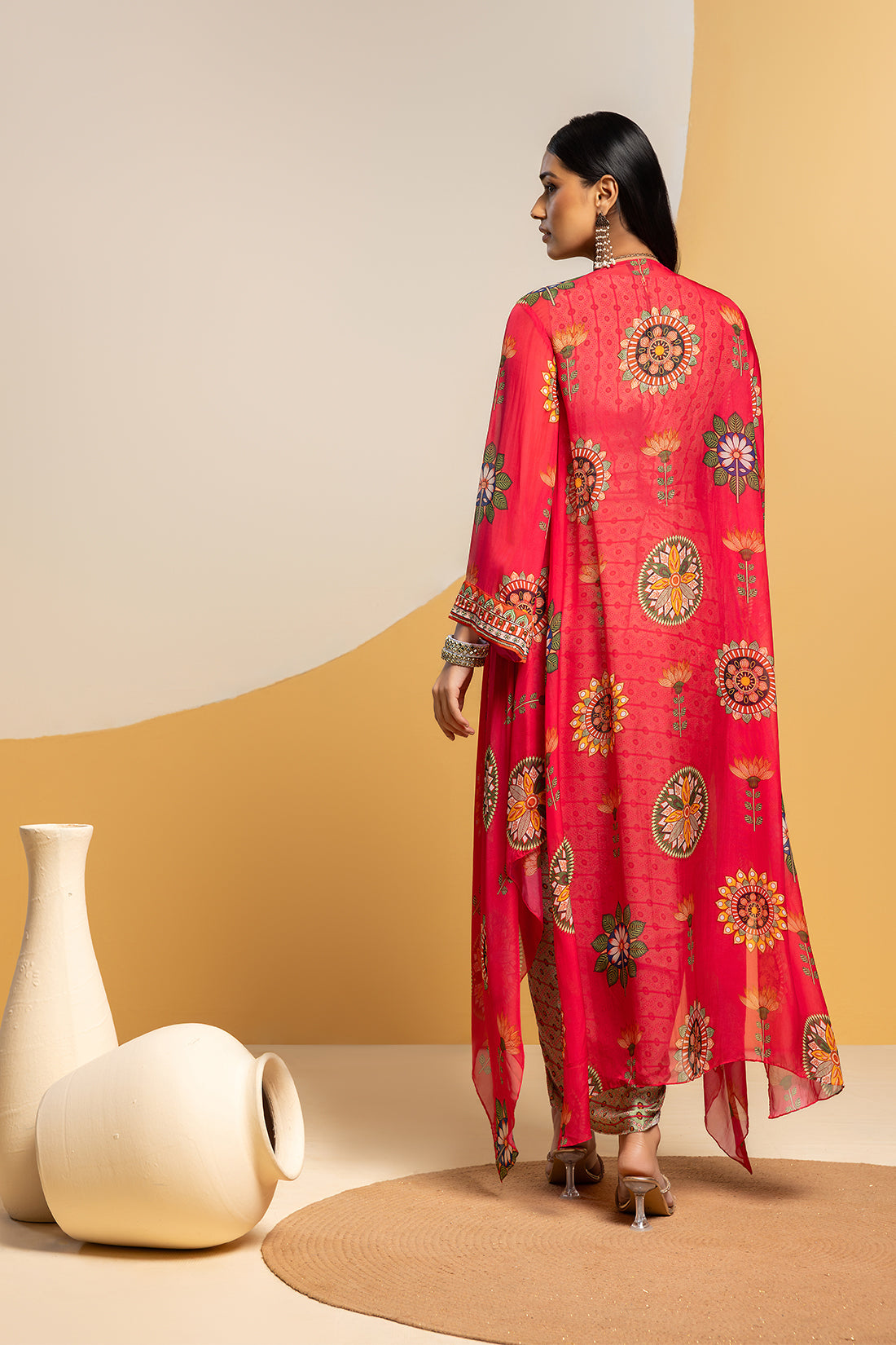 Rangtara embellished drape skirt set