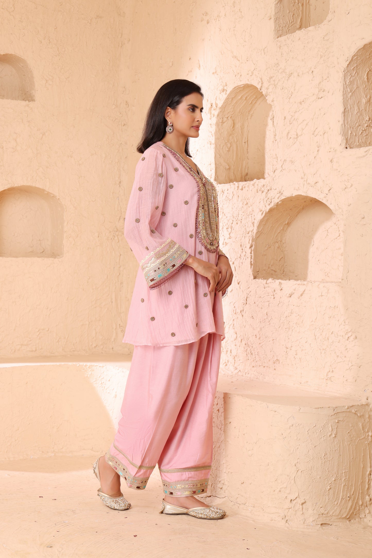 Straight short length shirt with Farsi Salwar