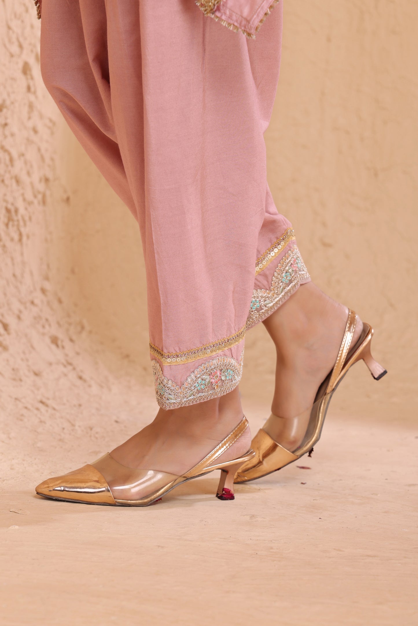 Asymmetrical short length shirt with Narrow salwar