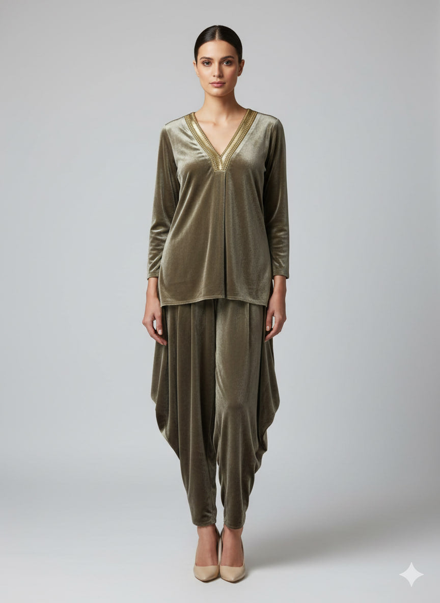 Chocolate Brown Velvet Bohemian Set