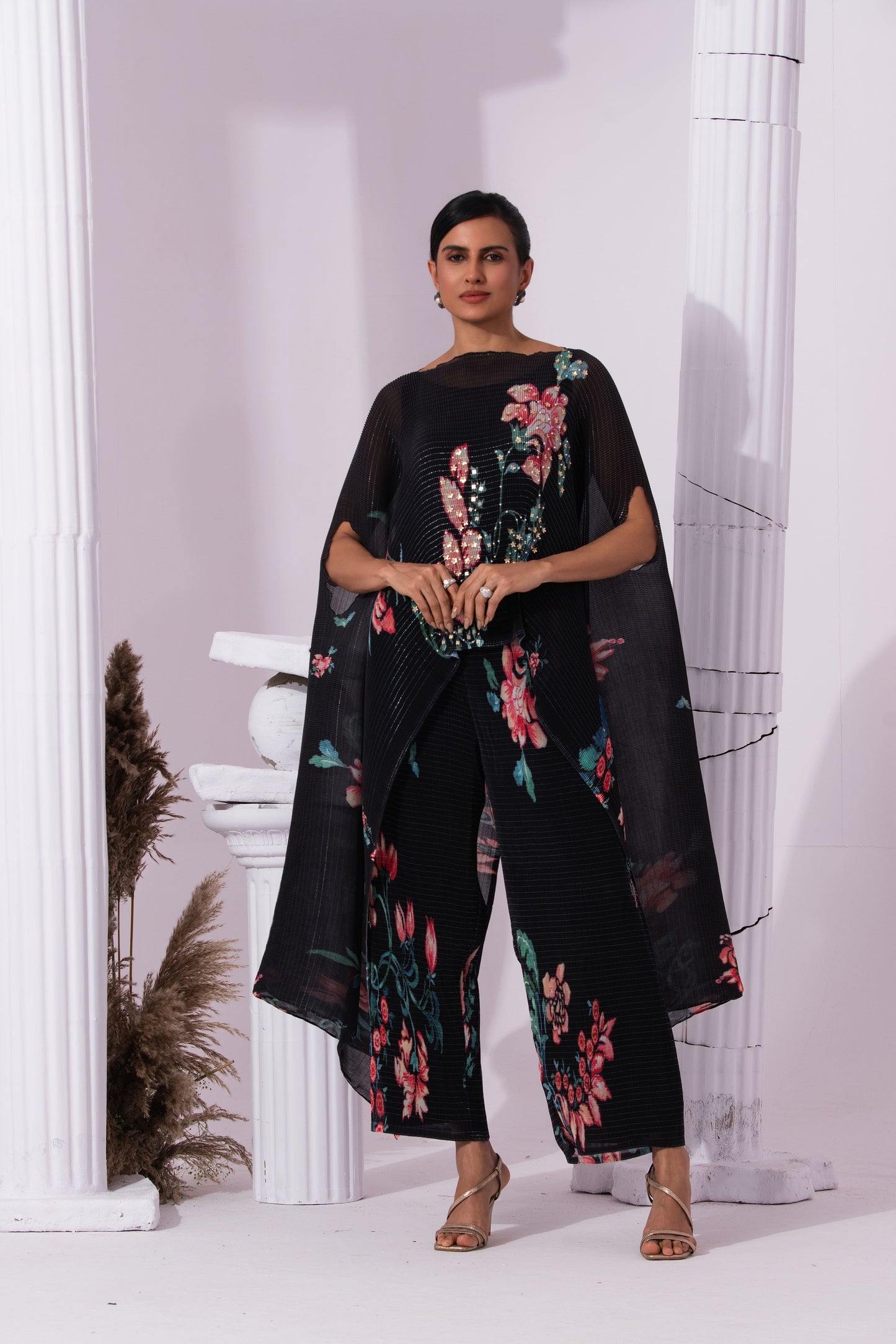 Black Flower Kaftan & Pant