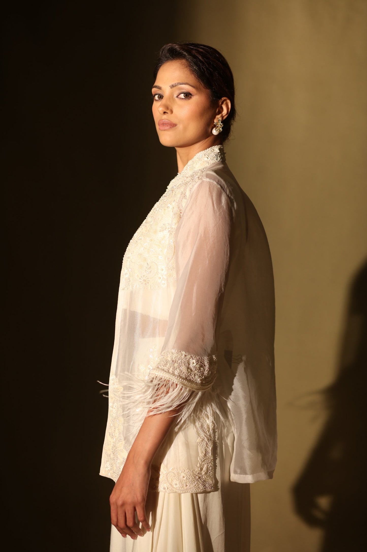 Ivory organza Jacket Skirt set