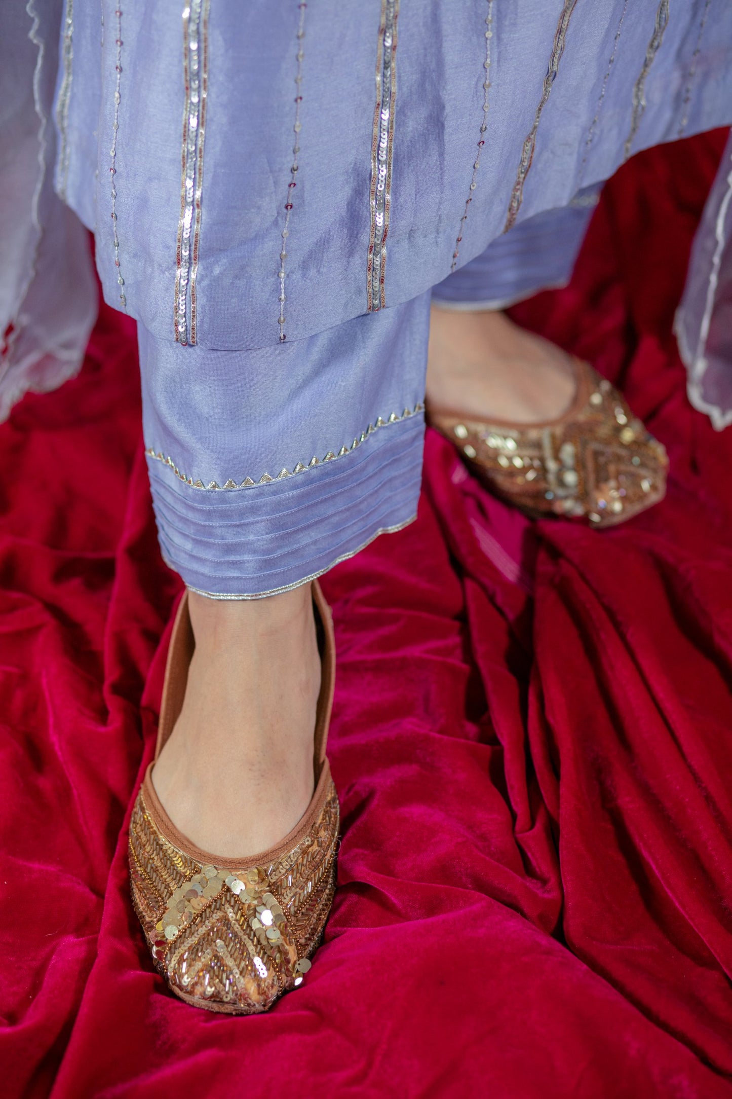 Lilac Gota Lines Kurta Set