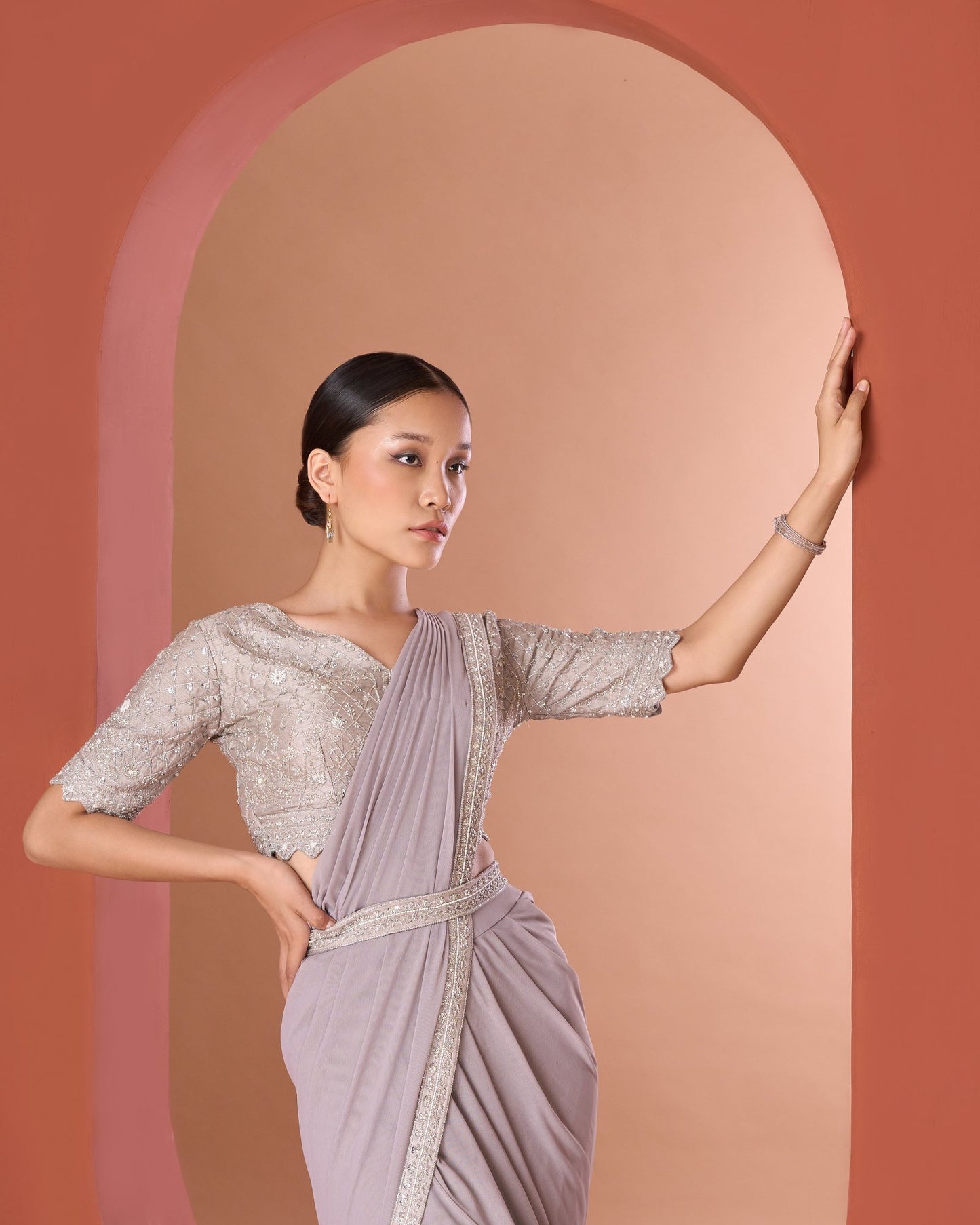 Light Grey Draped Saree