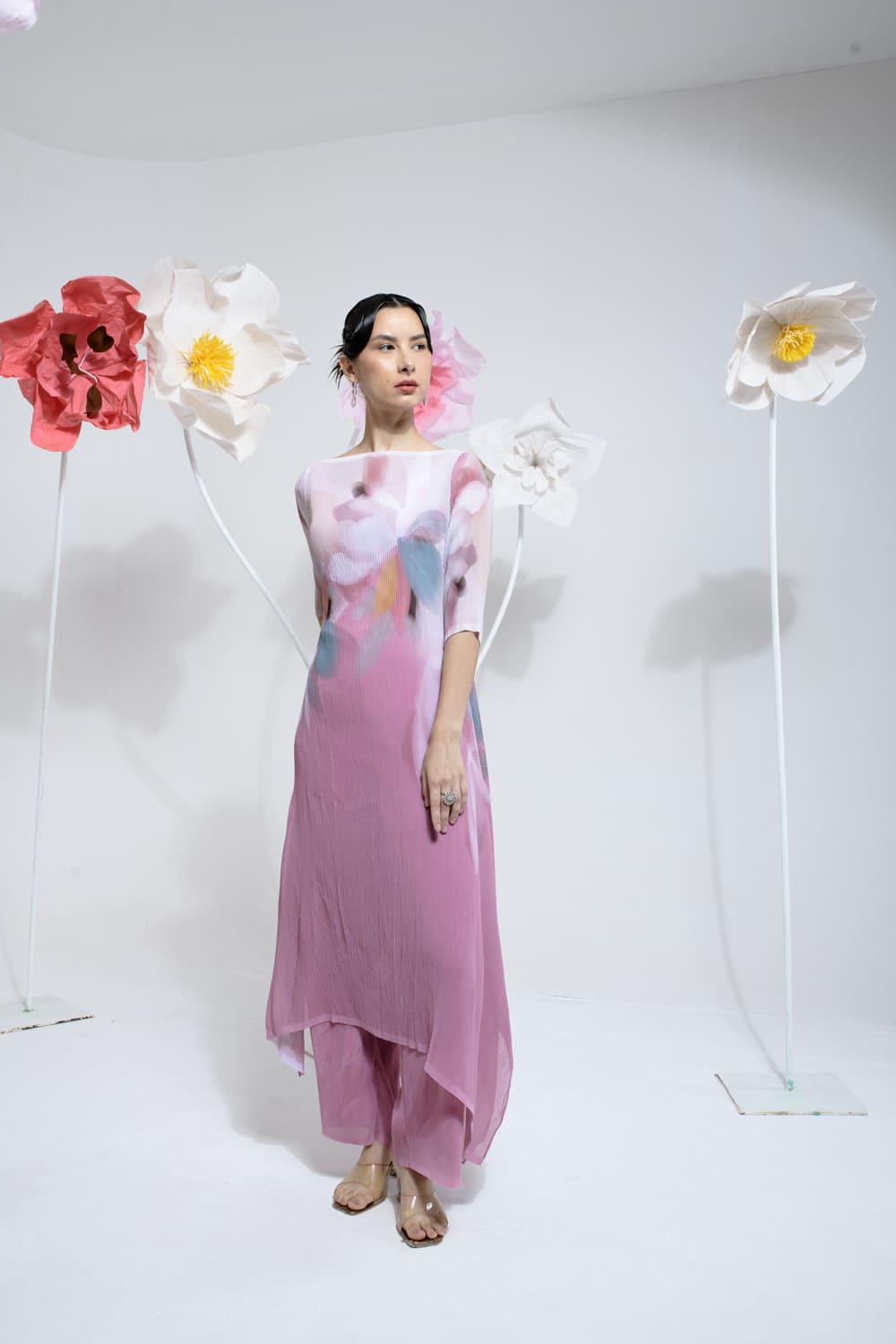 Sunshade Pleated Kurta Set