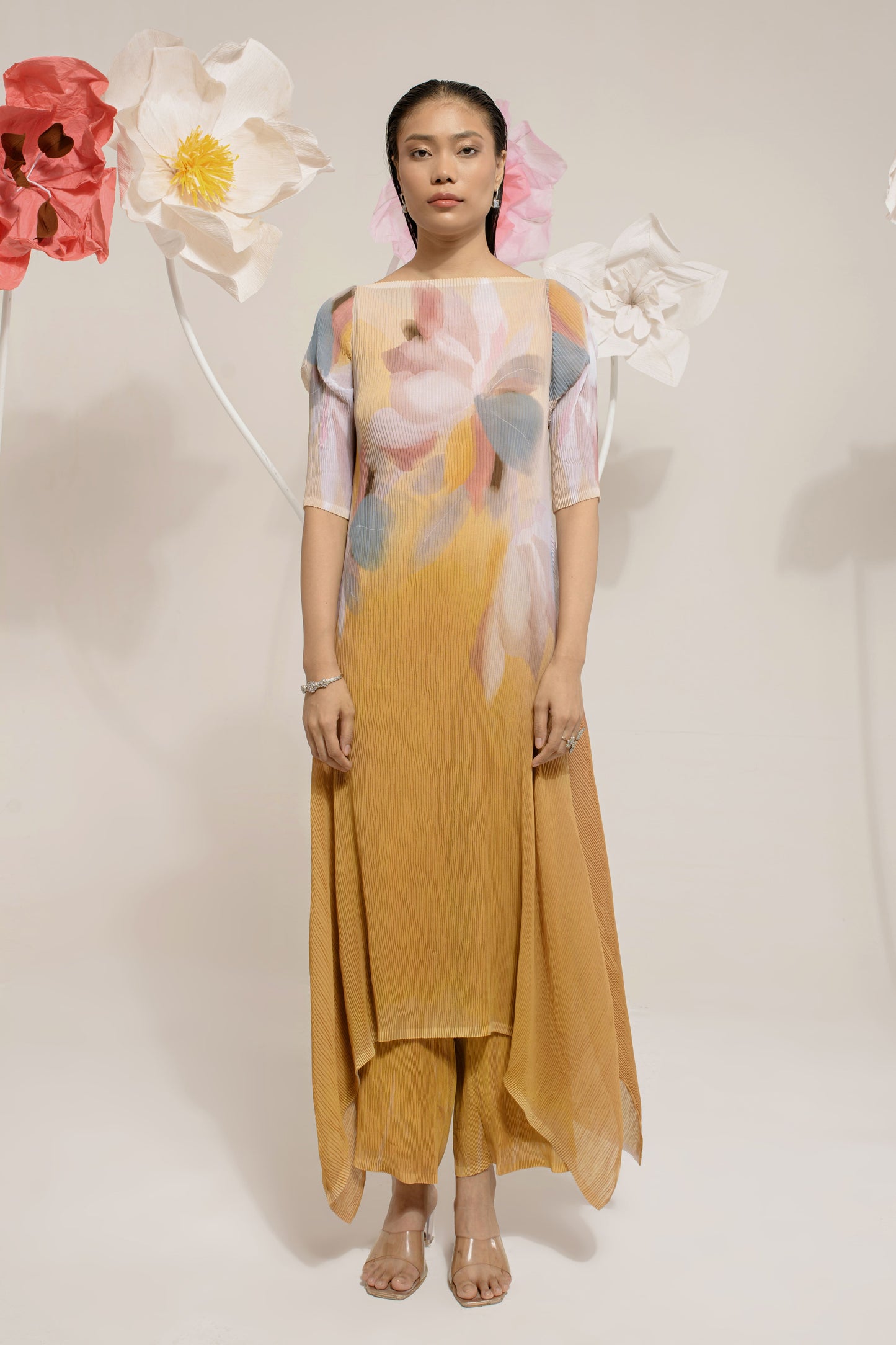 Sunshade Pleated Kurta Set