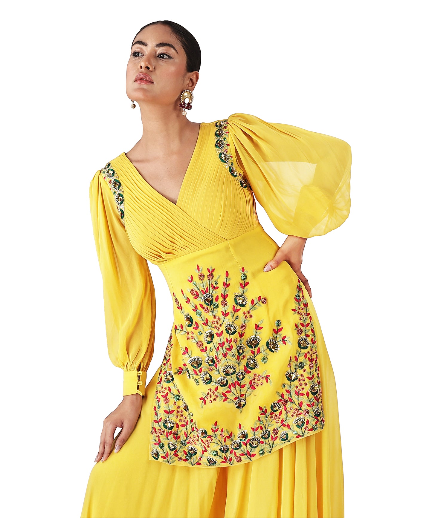 Yellow Multicolour Resham Sharara