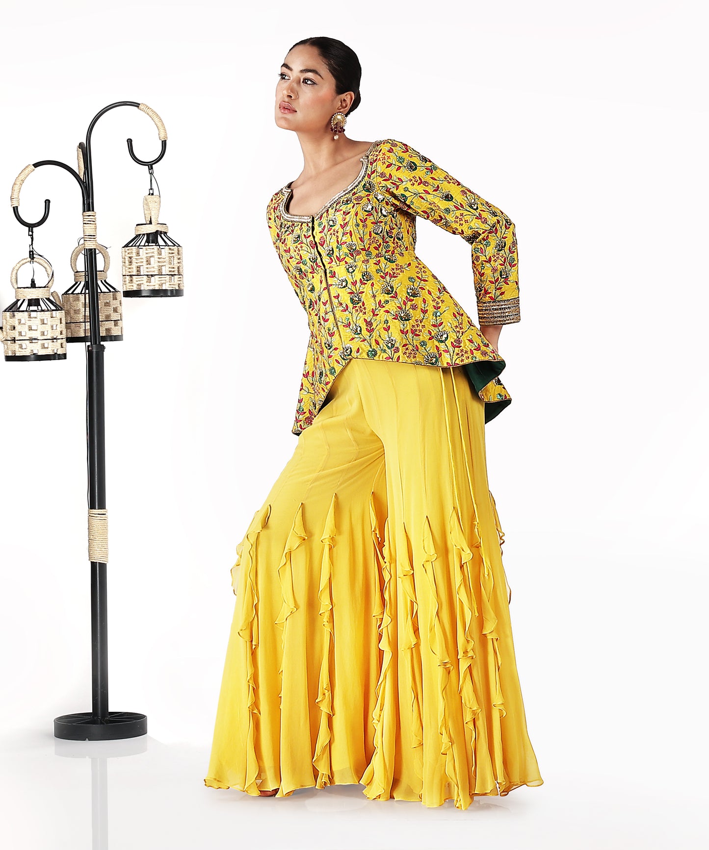 Yellow Multicolour Peplum Sharara