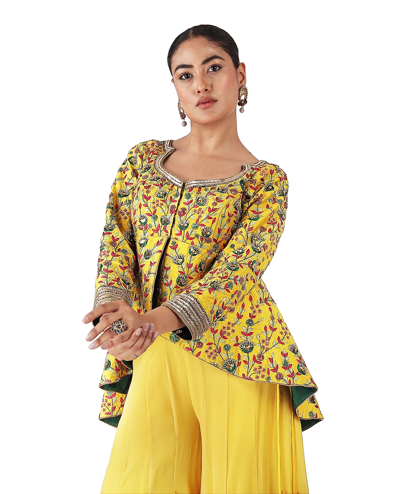 Yellow Multicolour Peplum Sharara
