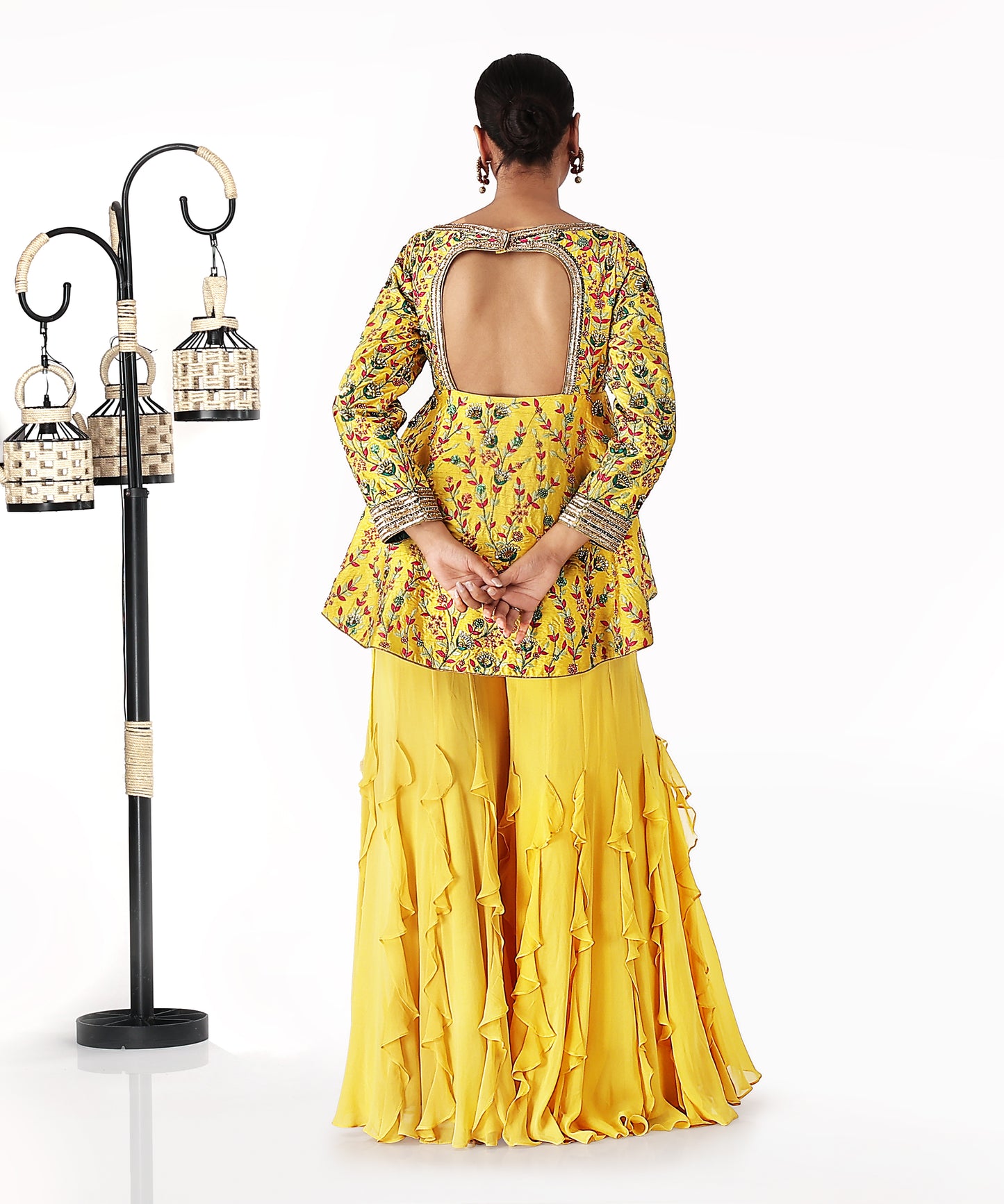 Yellow Multicolour Peplum Sharara