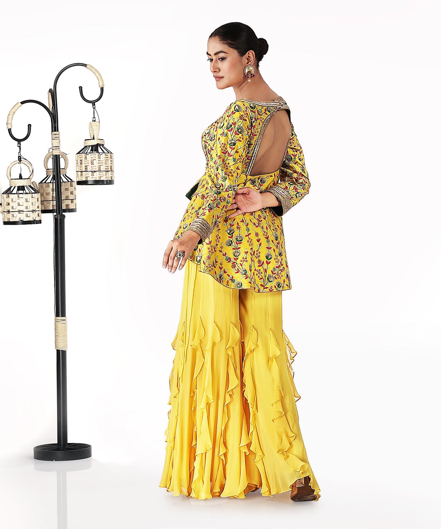 Yellow Multicolour Peplum Sharara
