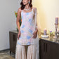 Beige abstract sequin work sharara set - View 1
