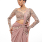 Dusty Pink Sequin Structured Draped Saree
