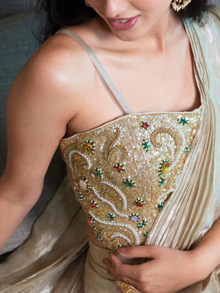 Golden Mist Ruffle Saree
