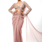 Dusty Pink Sequin Structured Draped Saree