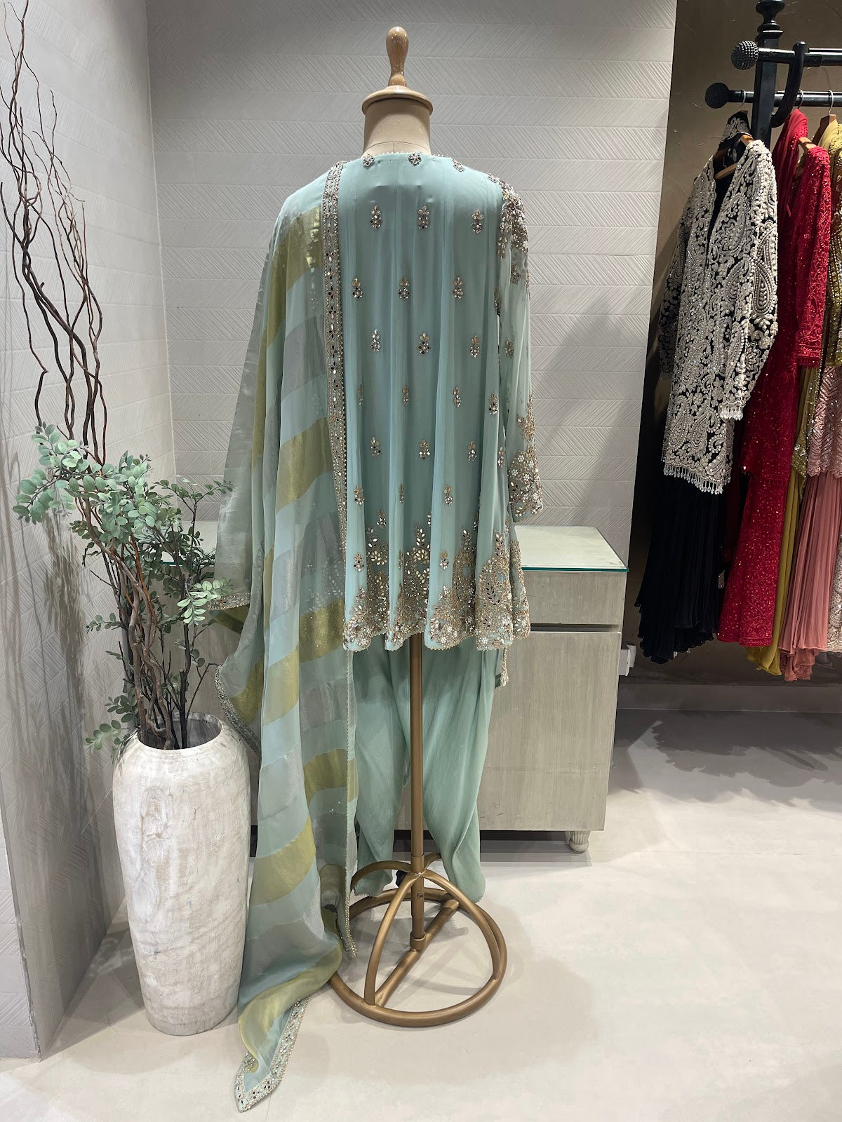 Powder Blue Gota Dhoti Suit Set