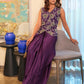 Deep Purple Antique Silver Waist Coat Skirt Set - View 1