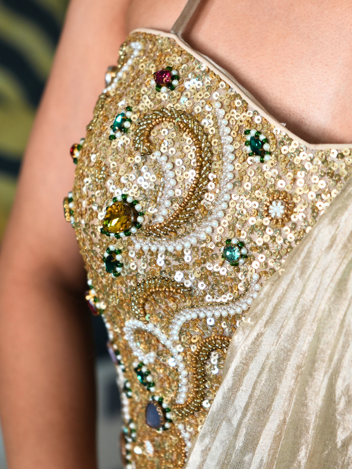 Golden Mist Ruffle Saree
