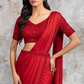 Crimson Red Satin Saree With Belt