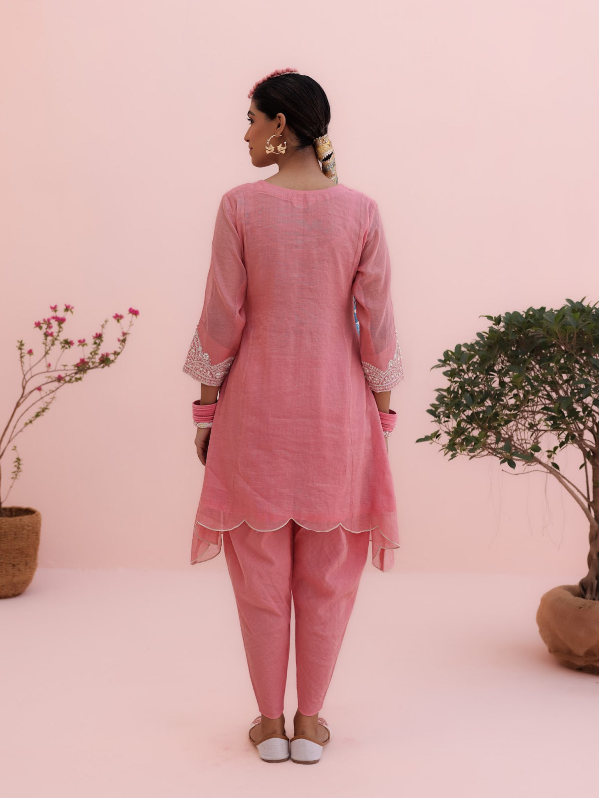 Siya Chanderi Pink Dhoti Set