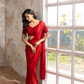 Crimson Red Satin Saree With Belt