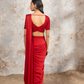 Crimson Red Satin Saree With Belt