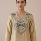 Gold Tissue Asymmtrical Kurta Set