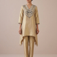 Gold Tissue Asymmtrical Kurta Set