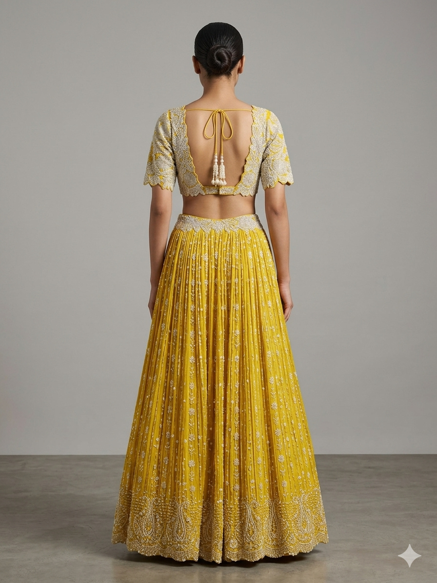 Yellow Embroidered Lehenga Set