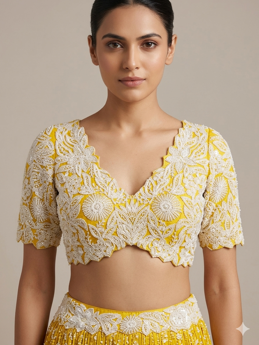 Yellow Embroidered Lehenga Set