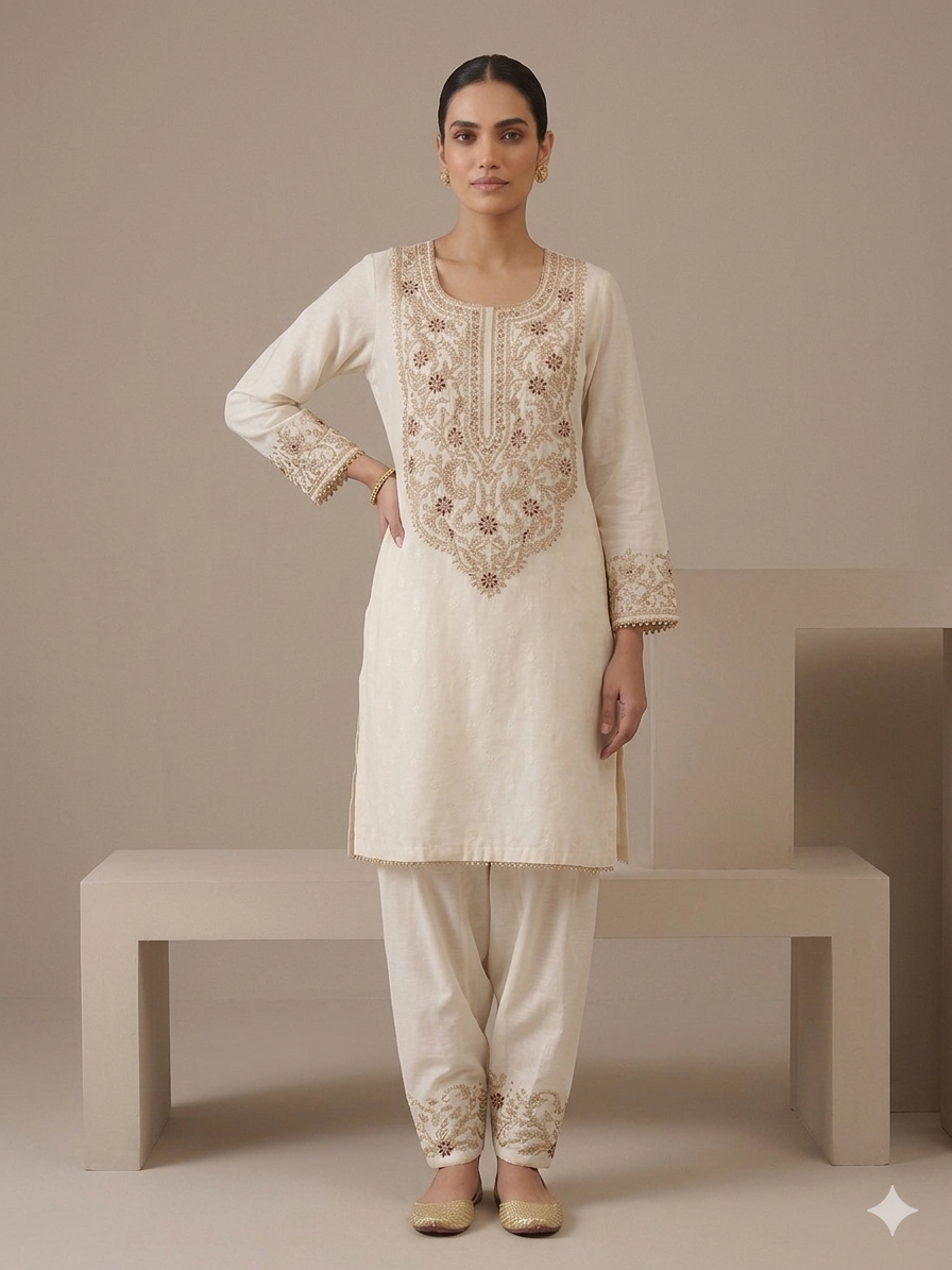 Ivory Chanderi Dabka Salwar Set