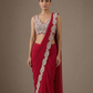 Red Paisley Scalloped Draped Saree