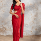 Crimson Red Satin Saree With Belt