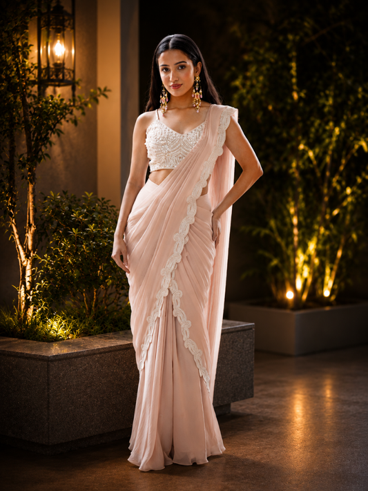 Ethereal Rose Saree