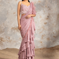 Dusty Pink Chiffon Ruffle Draped Saree