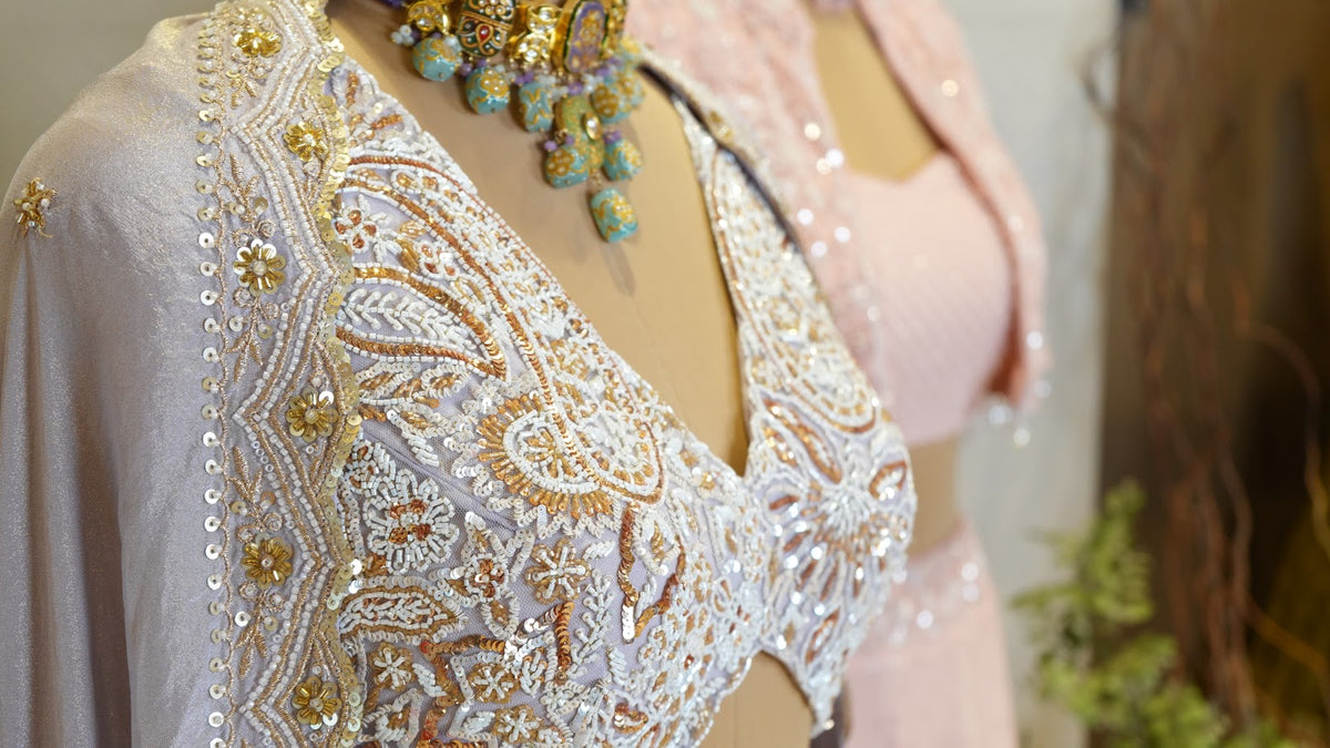 Lilac Pearl Zardozi Lehenga Set