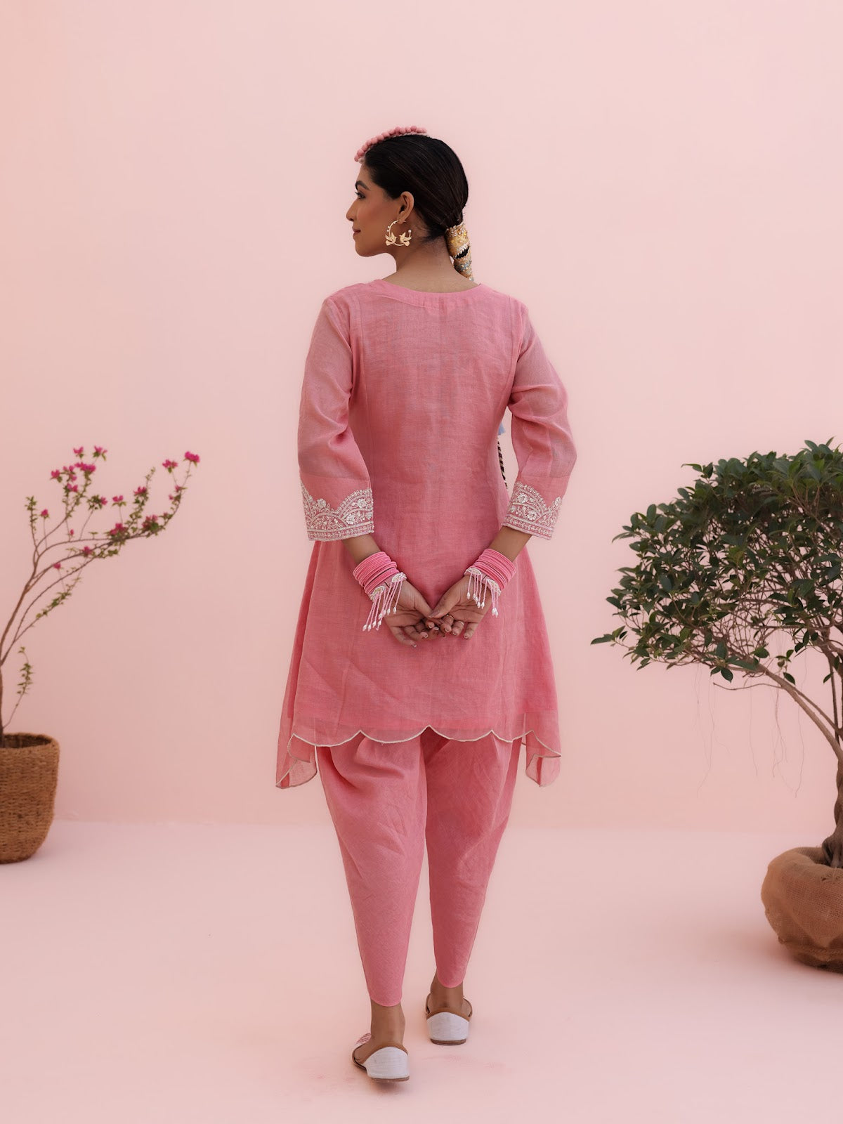 Siya Chanderi Pink Dhoti Set