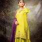 Neon Green Daman Lappa Sharara Set