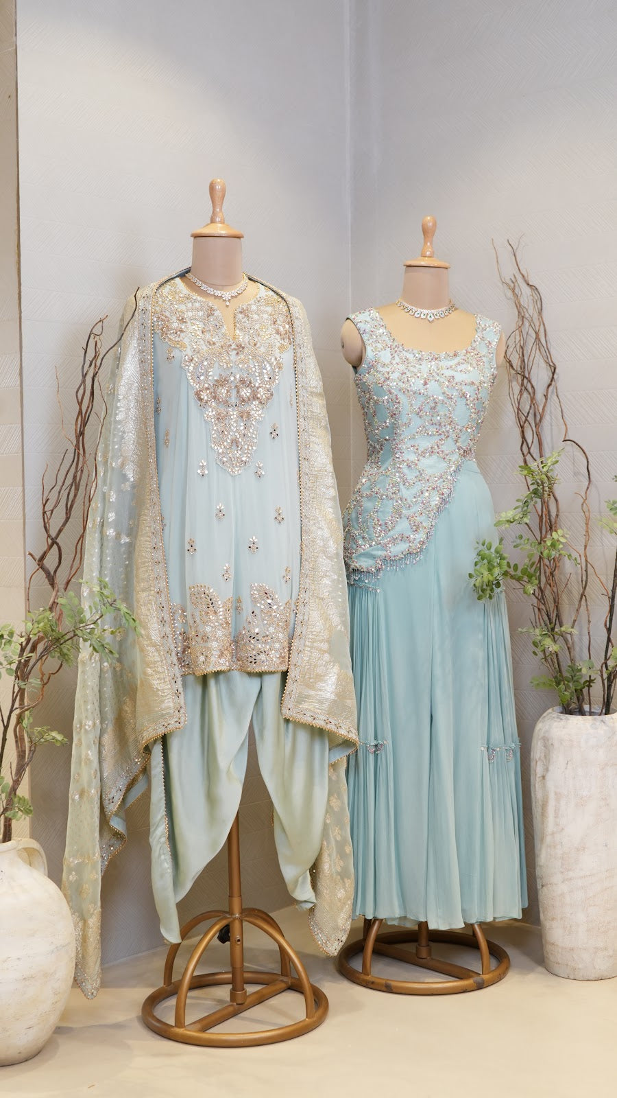 Powder Blue Gota Dhoti Suit Set