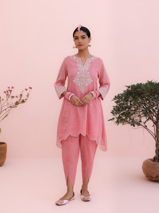 Siya Chanderi Pink Dhoti Set