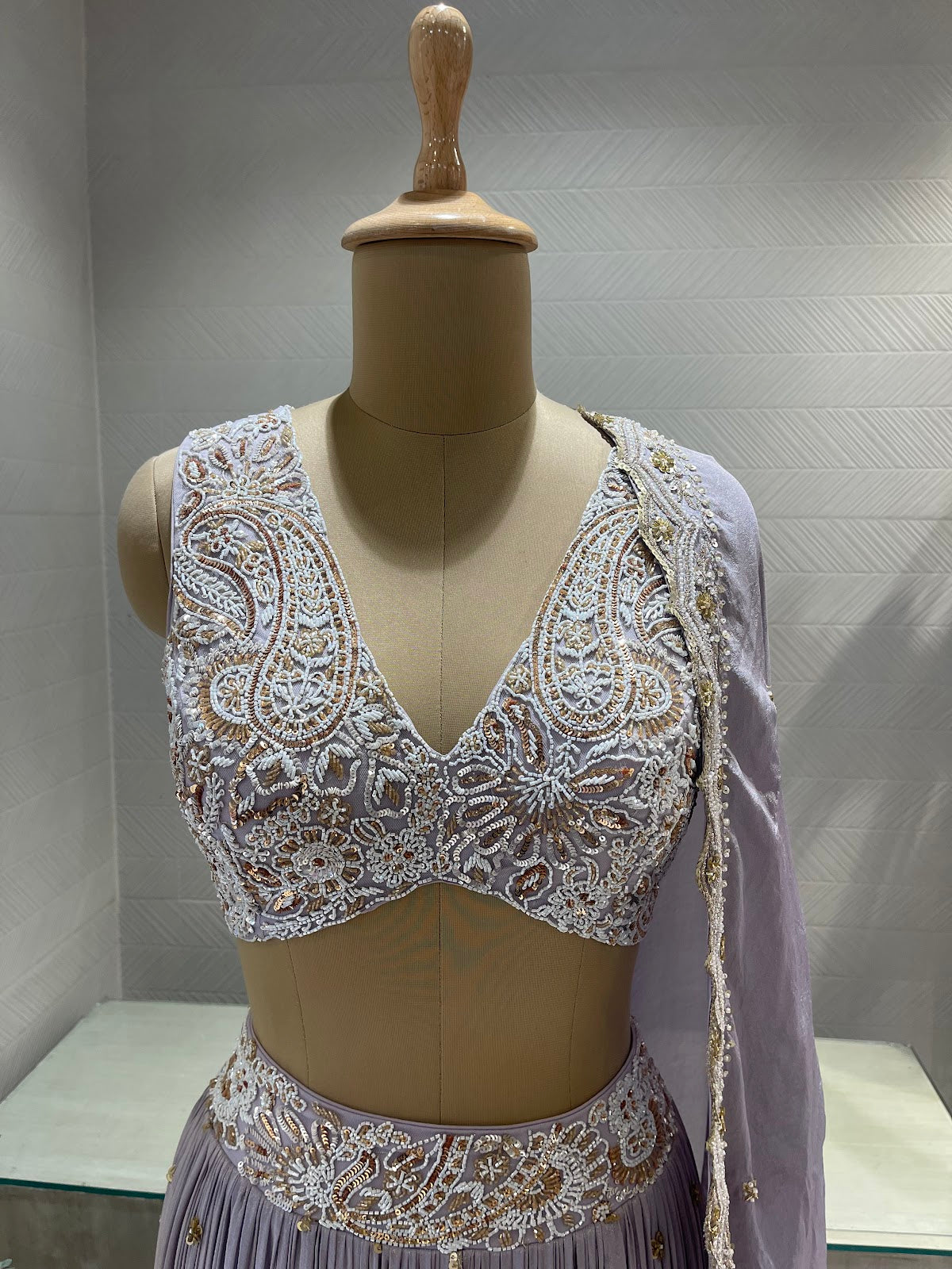 Lilac Pearl Zardozi Lehenga Set