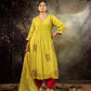 Neon Green 5 Boota Kurta Set
