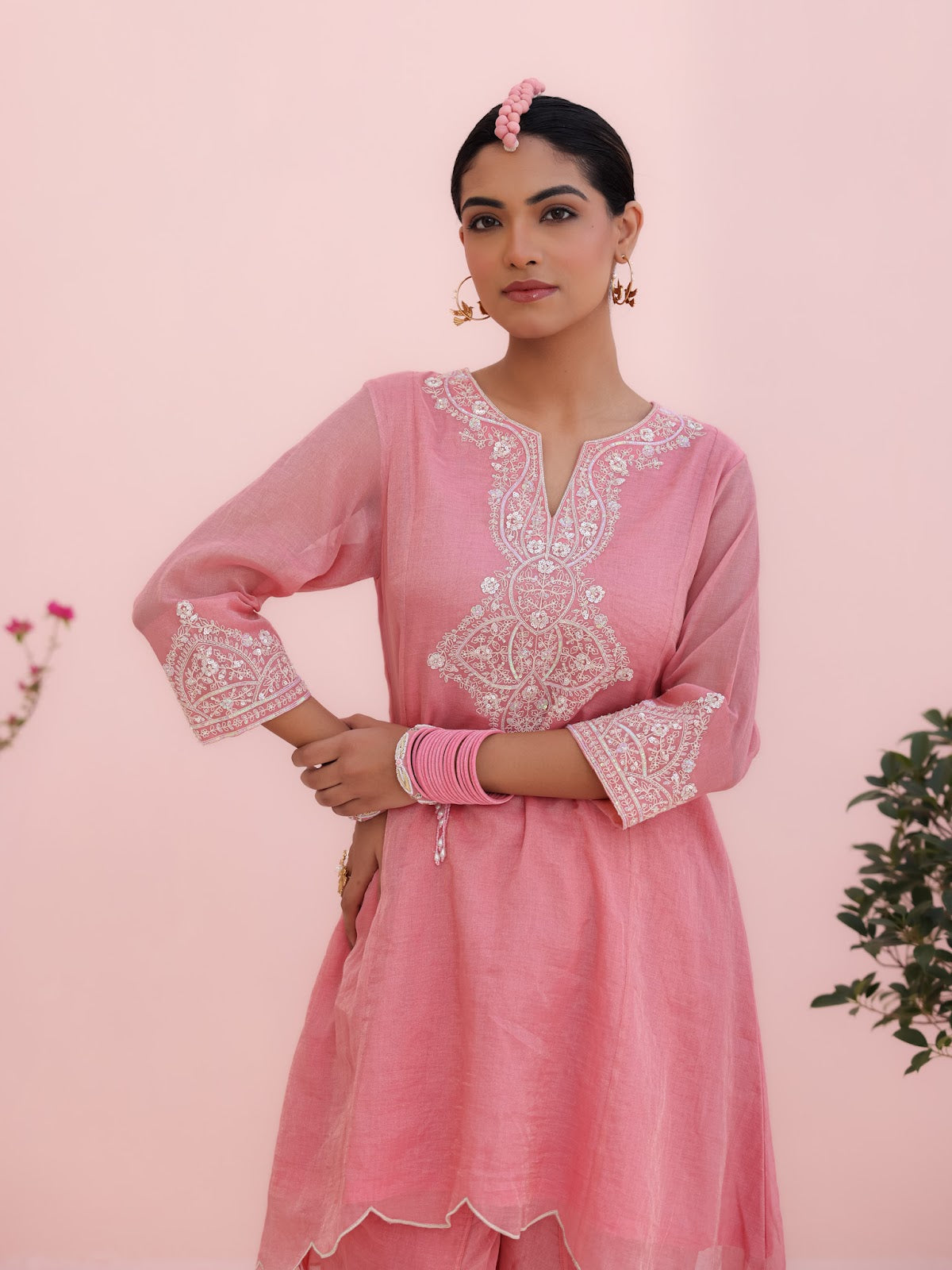 Siya Chanderi Pink Dhoti Set