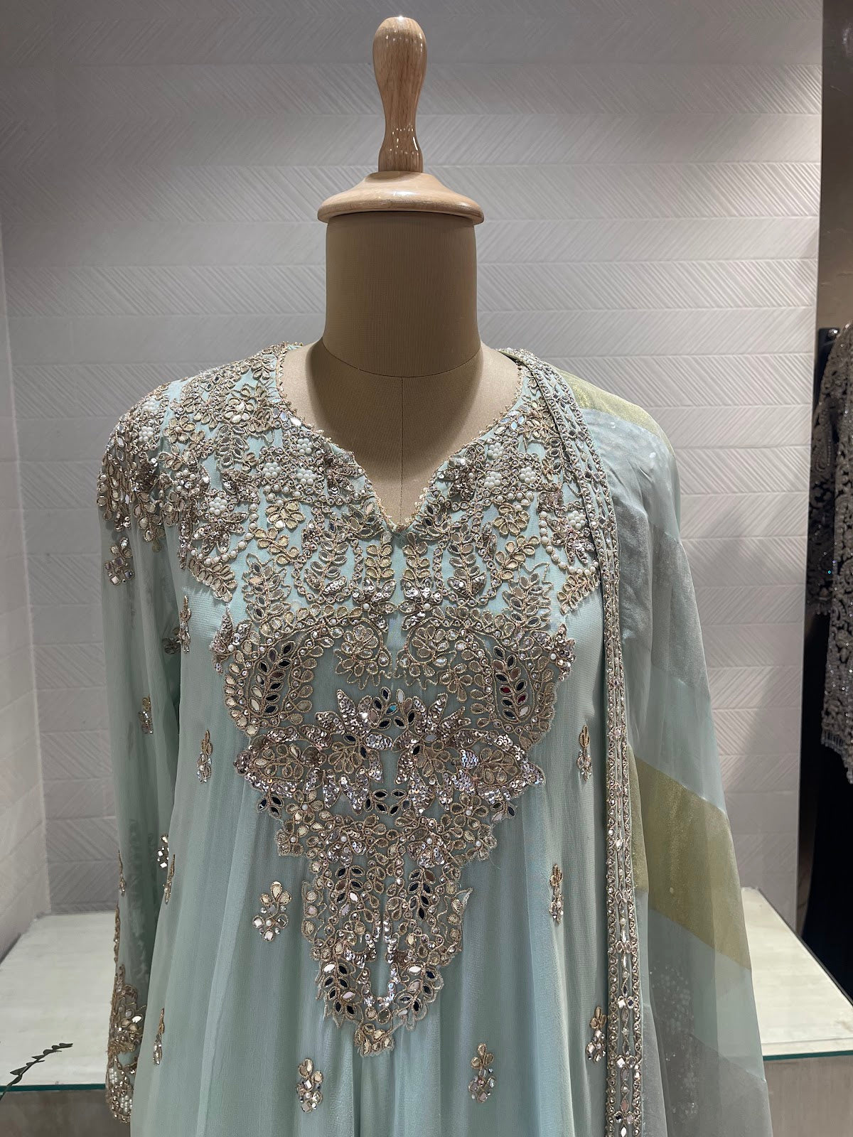 Powder Blue Gota Dhoti Suit Set